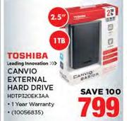 Toshiba 2.5" 1TB Canvio External Hard Drive HDTP320EK3AA