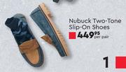 Nubuck Two Tone Slip On Shoes-Per Pair