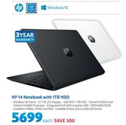 HP 14 Notebook With 1TB HDD-Each
