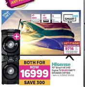 Hisense 70" Smart 4K UHD Digital TV Plus Party Speaker HP130-Both For