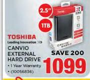 Toshiba Canvio 2TB External Hard Drive 2.5"
