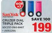 Sandisk 16GB Cruzer Dial Triple Pack SDCZ57-016G-B46T
