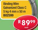 Binding Wire Galvanized Class C 5Kg 4mm x50m B02599-Each