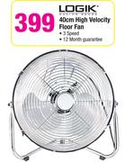 Logik 40cm High Velocity Floor Fan