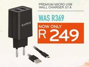 Cactus Premium Micro USB Wall Charger 3.1A