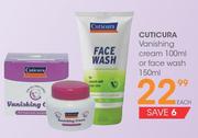 Cuticura Vanishing Cream 100ml Or Face Wash 150ml-Each