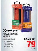 Amplify Power Bank Verve 2000MAH Blue-Each