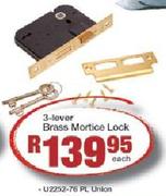 3 Lever Brass Mortice Lock