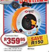 Waco 15m 16A 1.5mm 3 Core Extension Reel With Double Socket