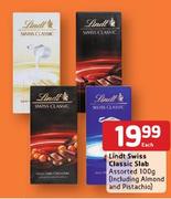 Lindt Swiss Classic Slab-100gm Each(Including Almond And Pistachio)
