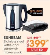 Sunbeam Stainless Steel Kettle & Sandwich Maker Pack
