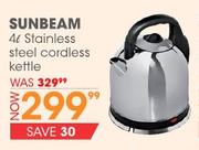 Sunbeam 4L Stainless Steel Cordless Kettle