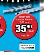 Telescopic Drawer Runner H24257-500mm