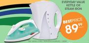 Everyday Value Kettle Or Steam Iron-Each