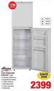 univa 176l top freezer fridge