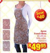 Apron French Menu 60 x 84 CM 100% Cotton