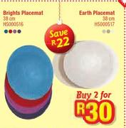 Brights Placemat 38 CM H5000516 + Earth Placemat 38 CM H5000517