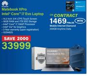 Huawei MateBook XPro Intel Core i7 Evo Laptop-On Mobile Internet Diamond 200GB Anytime Data