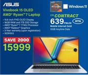 Asus Vivobook 15 OLED AMD Ryzen i7 Laptop-On Mobile Internet Gold 15GB Anytime Data