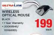 Ultra Link Wireless Optical Mouse Black-Each