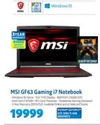 MSI GF63 Gaming i7 Notebook
