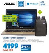 Asus vivobook Max Notebook Including Asus Backpack