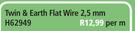 Twin & Earth Flat Wire 2.5mm-Per m
