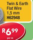 Twin & Earth Flat Wire 1.5mm-Per m