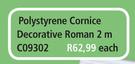 Polystyrene Cornice Decorative Roman 2m-Each