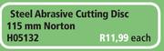 Steel Abrasive Cutting Disc 115mm Norton-Each
