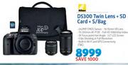 Nikon D5300 Twin Lens + SD Card + S/Bag