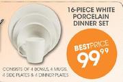 16-Piece White Porcelain Dinner Set