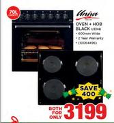 Univa 70Ltr Oven + Hob Black U336B-Both For