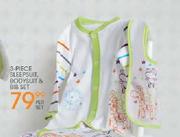3-Piece Sleepsuit, Bodysuit & Bib Set-Per Set