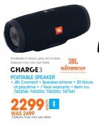 JBL Charge 3 Portable Speaker-Each