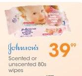 Johnson's Scented Or Unscented 80s Wipes