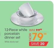 12-Piece White Porcelain Dinner Set