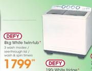 Defy 8kg White Twin-Tub