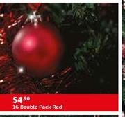 16 Bauble Pack Red