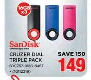 Sandisk Cruzer Dial Triple Pack-3 x 16GB