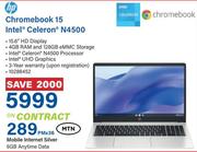 HP Chromebook 15 Intel Celeron N4500-On Mobile Internet Silver 6GB Anytime Data