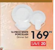 16 Piece White Porcelain Dinner Set