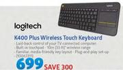 Logitech K400 Plus Wireless Touch Keyboard