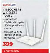 Ultralink 11N 300MBPS Wireless Router UL-INT-WF300