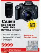 Canon EOS 4000D Twin Lens Bundle 3011CO22AA