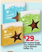 PnP Caramel Fudge 135G, Peanut Brittle 115G Or Almond Toffee 70G-Each