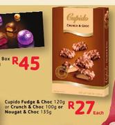 Cupido Fudge & Choc 120G Or Crunch & Choc 100G Or Nougat & Choc 135G-Each