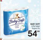 Baby Soft 2 Ply Toilet Paper 9's