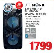 Diamond Apex Dual 10" Bluetooth Speaker DE-3901-D10 (Elite Series)
