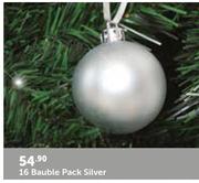 16 Bauble Pack Silver
